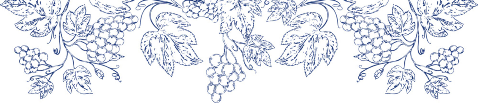 Elegant clipart frames with grape clusters and grapevine leaves in detailed line art style. Botanical borders perfect for wine labels, wedding invitations, packaging, menus, and vineyard branding