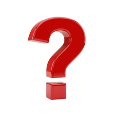 Red question mark icon isolated on transparent background