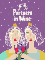 Partners in wine concept for women celebrating special events