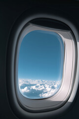 View From Airplane Window Above Clouds