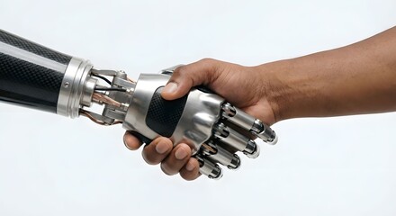 Human and Robotic Handshake: A Symbol of Future Collaboration and Artificial Intelligence Integration