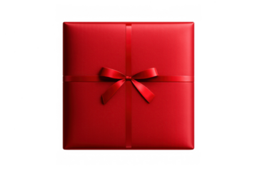 Red gift box with satin ribbon bow, celebrating holidays, birthdays, luxury gifting, and special occasions