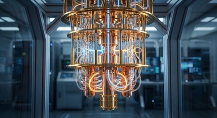 Close-Up of a Quantum Computer's Dilution Refrigerator