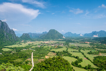 panoramic view from nam xay viewpoint, laos