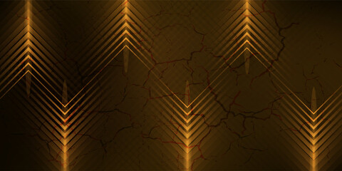 dynamic golden arc line technology design concept on black background.vector illustration.