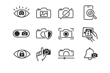 Mindful icons awareness cue consent camera icon vector use access privacy lens