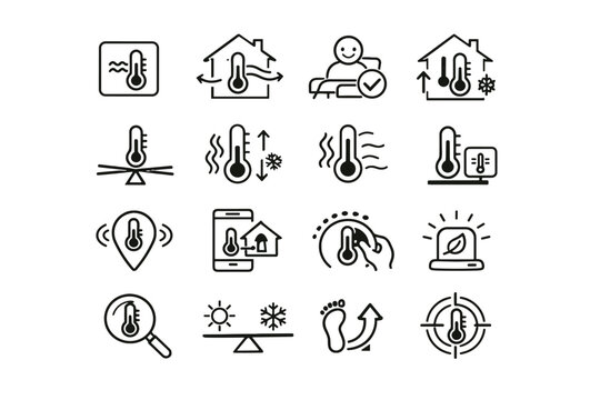 Comfort room minimalist detection sensing ambient climate sensors thermal icon temperature environment