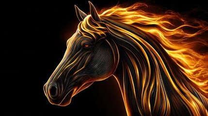 year of the fire horse, horse surrounded by flames and black background,running, jumping, 2026