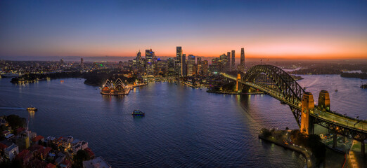 Sydney Kirribilli high wide panorama dark