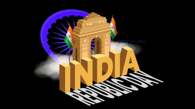 India Republic Day celebration with iconic Gateway of India and flags
