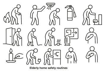 Elderly unplug candle safe no calm exits safety drill icon vector distance
