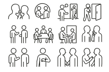 Icon vector coworking meeting use quiet cues whisper hallway awareness area icons