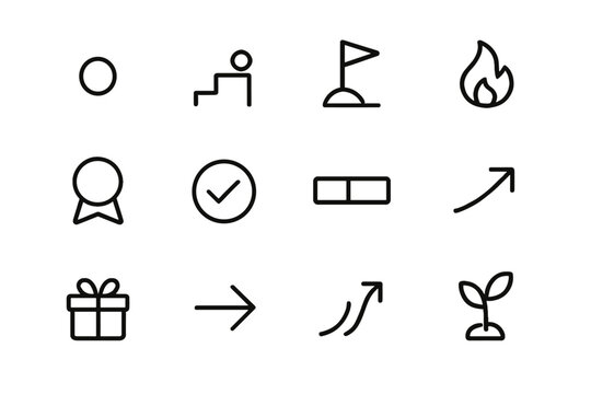Micro learning achievement grid step vector milestone icons icon microlearning progress win