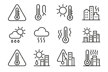 Icons extreme alert high forecast heat condition vector warning hazard urban icon