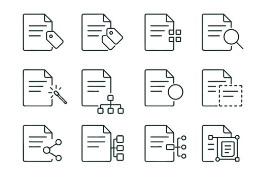 File icons metadata keyword tagging semantic vector icon tags minimalist data document