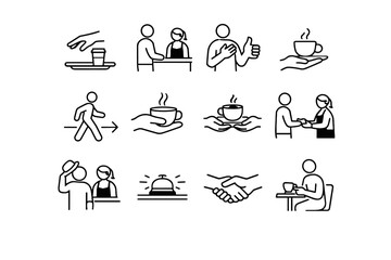 Etiquette gestures order receive icons caf cue focus respect vector icon exchange