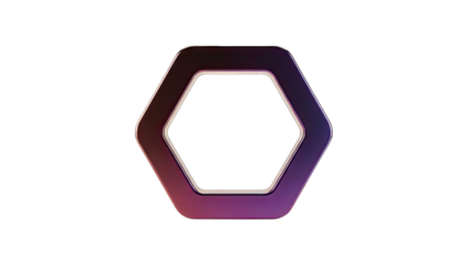 Metallic Hexagon Outline with Gradient Lighting