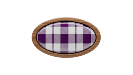 Oval wood frame with purple and white gingham pattern