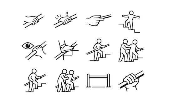 Clarity rail handrail step icon stability ascent vector minimalist safety steady stair