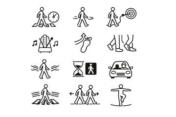 Movement icons vector foot crossing speed focus anticipation timing driver urban habit