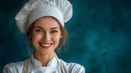 Professional Chef's Portrait: Smiling Culinary Expert in a Restaurant Kitchen with Delicious Dishes
