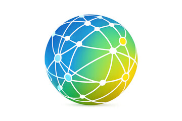 Global network sphere showing interconnected lines and nodes, representing worldwide digital communication, data exchange, and internet connection