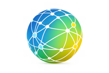 Global network sphere showing interconnected lines and nodes, representing worldwide digital communication, data exchange, and internet connection