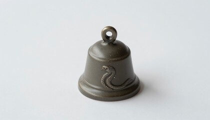 Decorative Metal Bell with Serpent Engraving Light Background