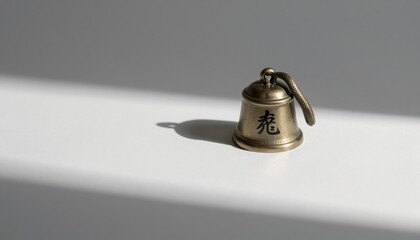 Minimalist Metallic Bell with Hidden Symbol Spotlight
