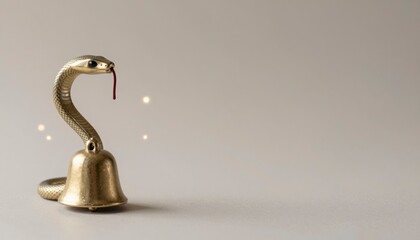 Shiny Metallic Snake Sculpture Bellshaped Base