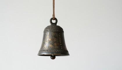 Aged Metal Bell Hanging Against Light