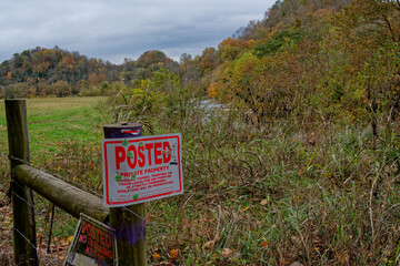 No trespassing signs posted outdoors