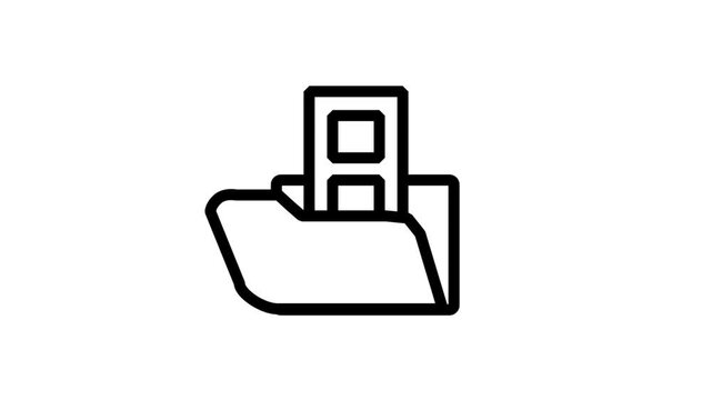 Digital file management icon showing a document inside a folder, ideal for concepts like data organization, archive systems, and paperwork.
