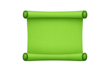 Green scroll unfurling, a blank paper parchment banner with space for custom text or design, on transparent background
