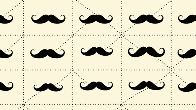 Seamless mustache pattern with dotted grid for vintage or retro themed designs