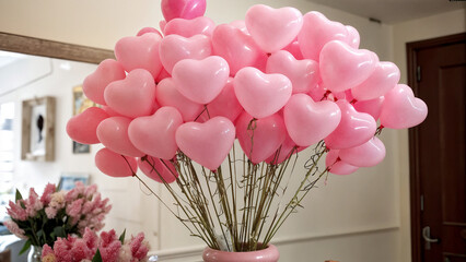 a bouquet of pink hearts