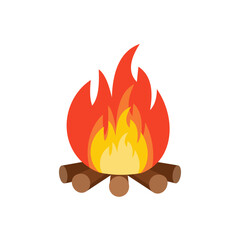 Camping Bonfire Icon. Flat Vector