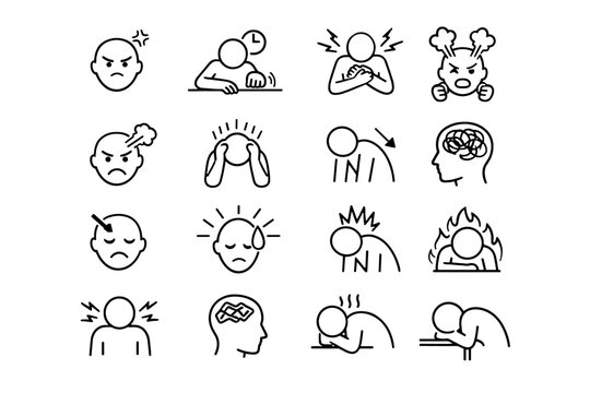 Stress fatigue short overload vector patience emotional online meeting irritability frustration icon