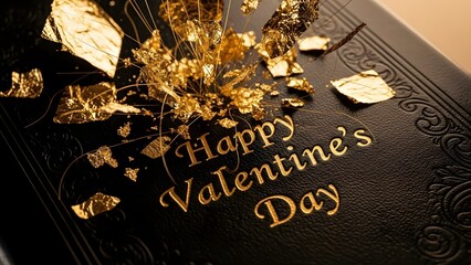 Valentine's day greeting card with gold foil accents
