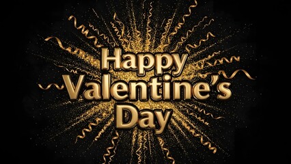 Happy valentine's day greeting with sparkling gold text