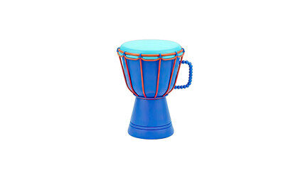 Blue and Orange Djembe Drum with Bead Handle
