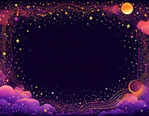 Dreamy Night Sky Border Design generated AI