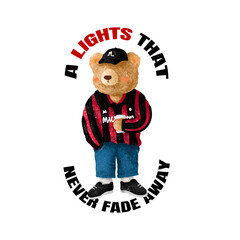 Cool Teddy bear in vintage football jersey on transparent background