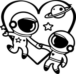 SVG vector illustration of an astronaut silhouette.Astronaut Exploring Lunar Landscape Under Dome Structure