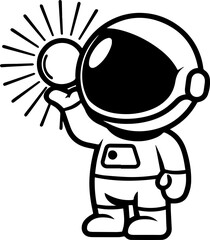 SVG vector illustration of an astronaut silhouette.Astronaut on Moon Holding Flag Iconic Representation