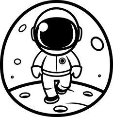SVG vector illustration of an astronaut silhouette.Cute Cartoon Astronaut Character in Space Suit