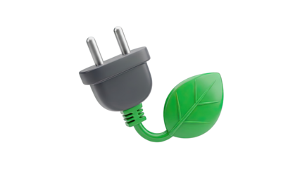 Green Energy Plug and Leaf Icon