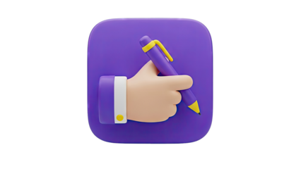 3D Icon of Hand Writing with Pen