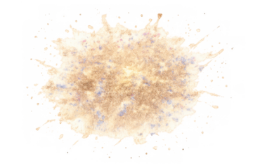 Brown watercolor splash creating an abstract art stain or paint splat with fluid texture on transparent background