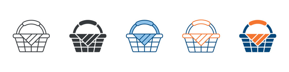Picnic Basket Icon Set Multiple Style Collection 